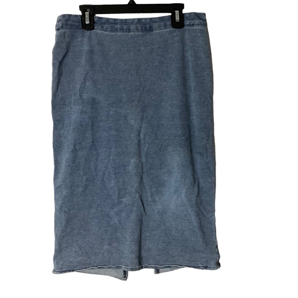 Sans Souci Midi Denim Jean Skirt Women Medium Slit Cotton Blend‎ Modest 90s Y2K